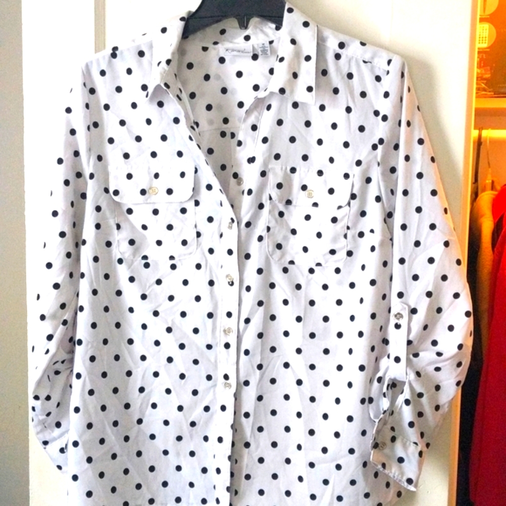 Kim Rogers Black & White Polkadot Blouse